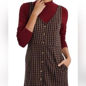 American Eagle Outfitters Navy and Brown Checkered A line Dress. XS
